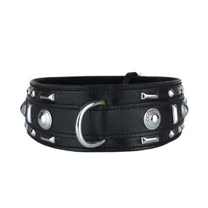 Pet Jewelry Beverly Hills Dog Collar 28” 2.5 Wide Black Leather Studded Y2K NWT